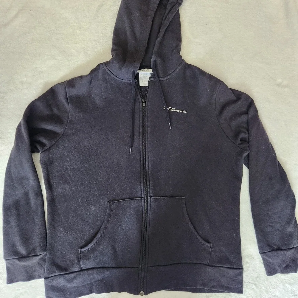 Disney Parks Zip Up Black Hoodie‎ Sparkle Epcot Mickey Magic Kingdom XL